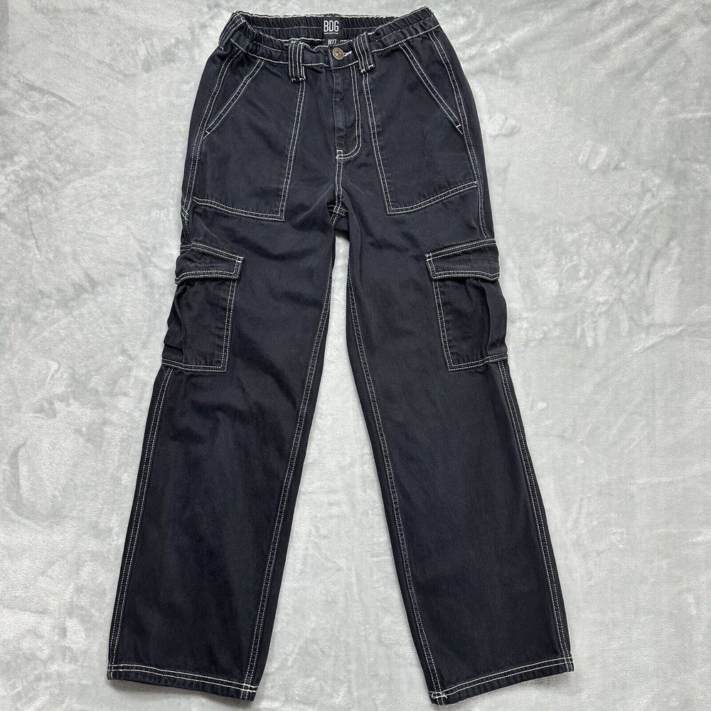 BDG Urban Outfitters Skate Cargo Pants Mens 27x32 Actual 27x29 Black Baggy Cyber